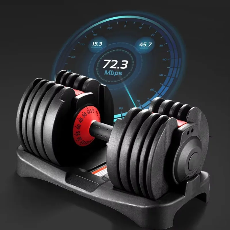 

Custom Fitness Gym Workout Smart Adjustable Dumbbells Adjustable Weight Set 24kg Home Steel & Rubber Red/Yellow
