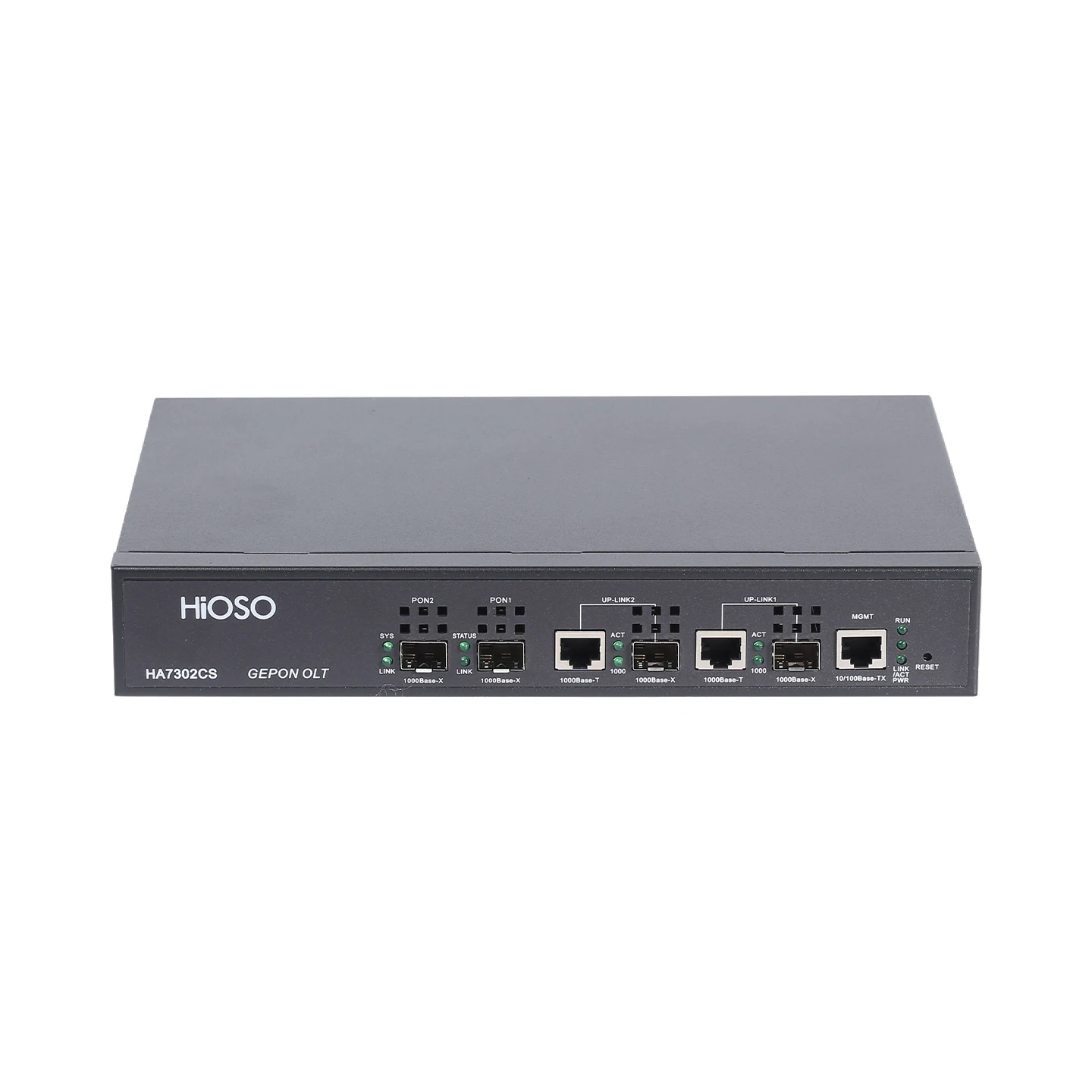 HiOSO HA7302CS 2PON with 2pcs px20+++++sfp Modules EPON OLT  LAN Uplink Fiber Optic Equipment FTTx 2 Ports Mini OLT