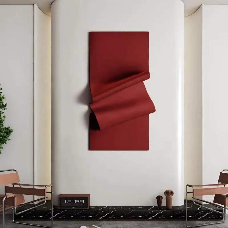 3D Metal Wall Sculpture Modern Folded Textured Metal Wall Art Handmade Wall Hanging Decor Custom Size For Home Hotel