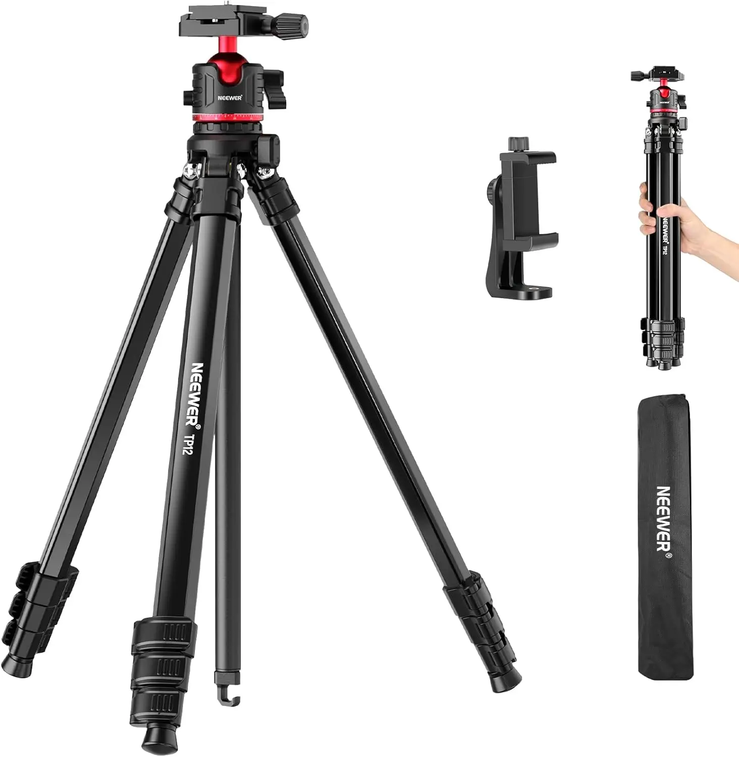 

66.5" Lightweight Travel Tripod for Camera, DSLR Stand with Ball Head, Arca QR Plate, Phone Holder, Max Load 11 lb