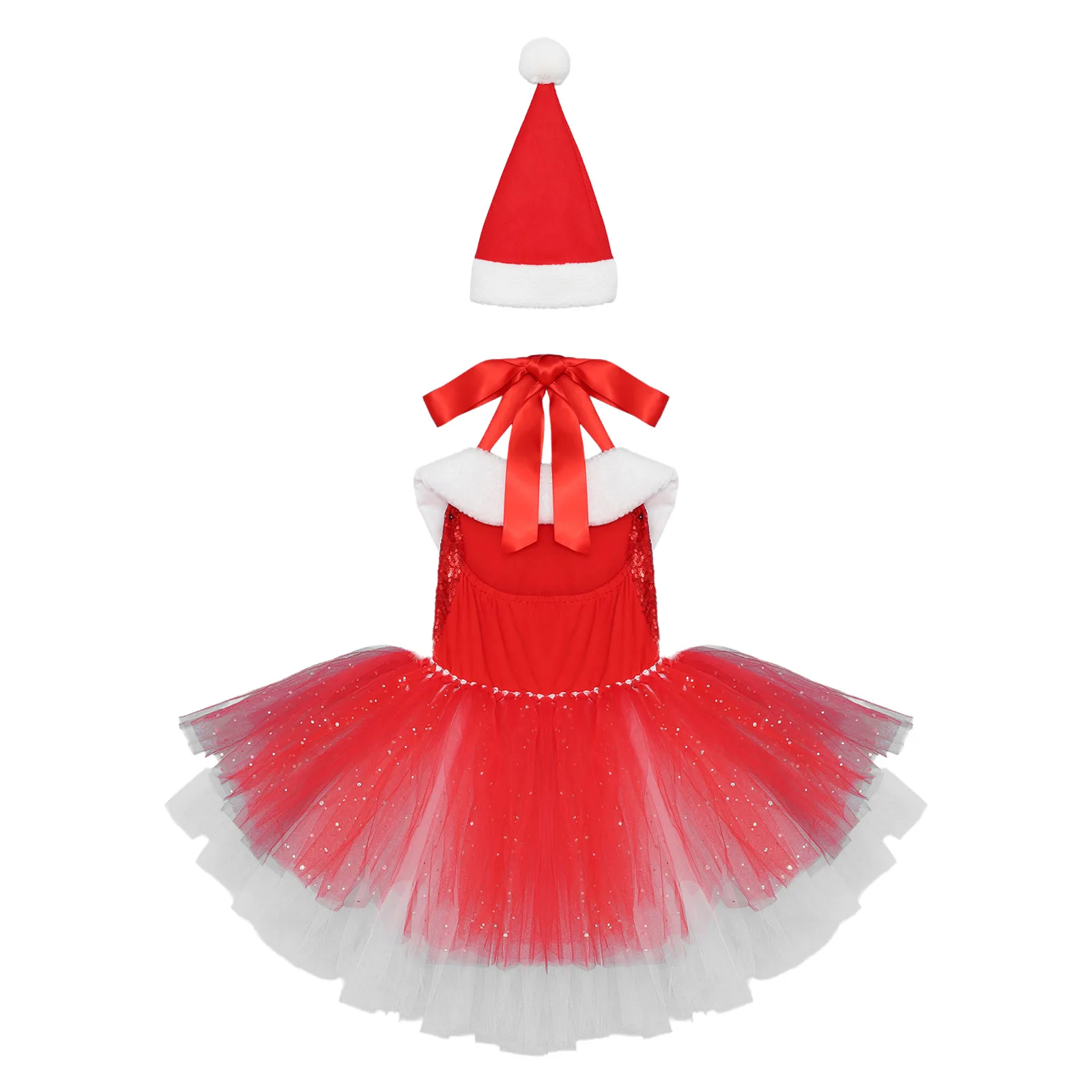 Robe tutu de ballet de Noël pour enfants, costume de cosplay du père Noël, patinage, danse, justaucorps, vêtements de danse pour filles