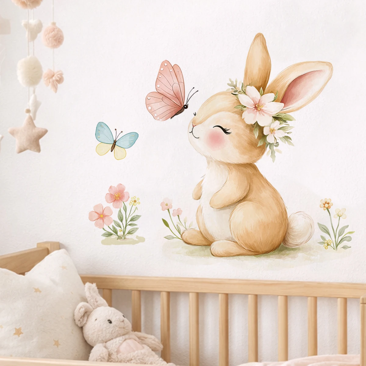 Osterhase Wandaufkleber Niedliche Hasenfamilie Kinderzimmer Wandtattoos Badezimmer Vinyl Wandkunst Babyzimmer Deko Frühling Ostern