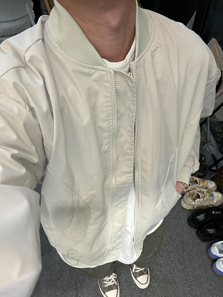 

Хаки ort Flight Jaet для мужчин Cleanfit ey Series Baseball orm Sle Spring Autumn Loose Fit Long Sve Zipper Closure