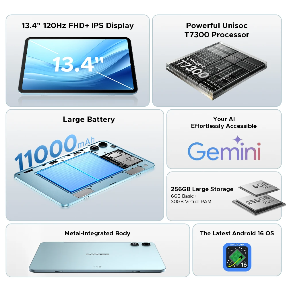Global Version DOOGEE U13 Pro Tablet PC Android 16 Gemini AI 13