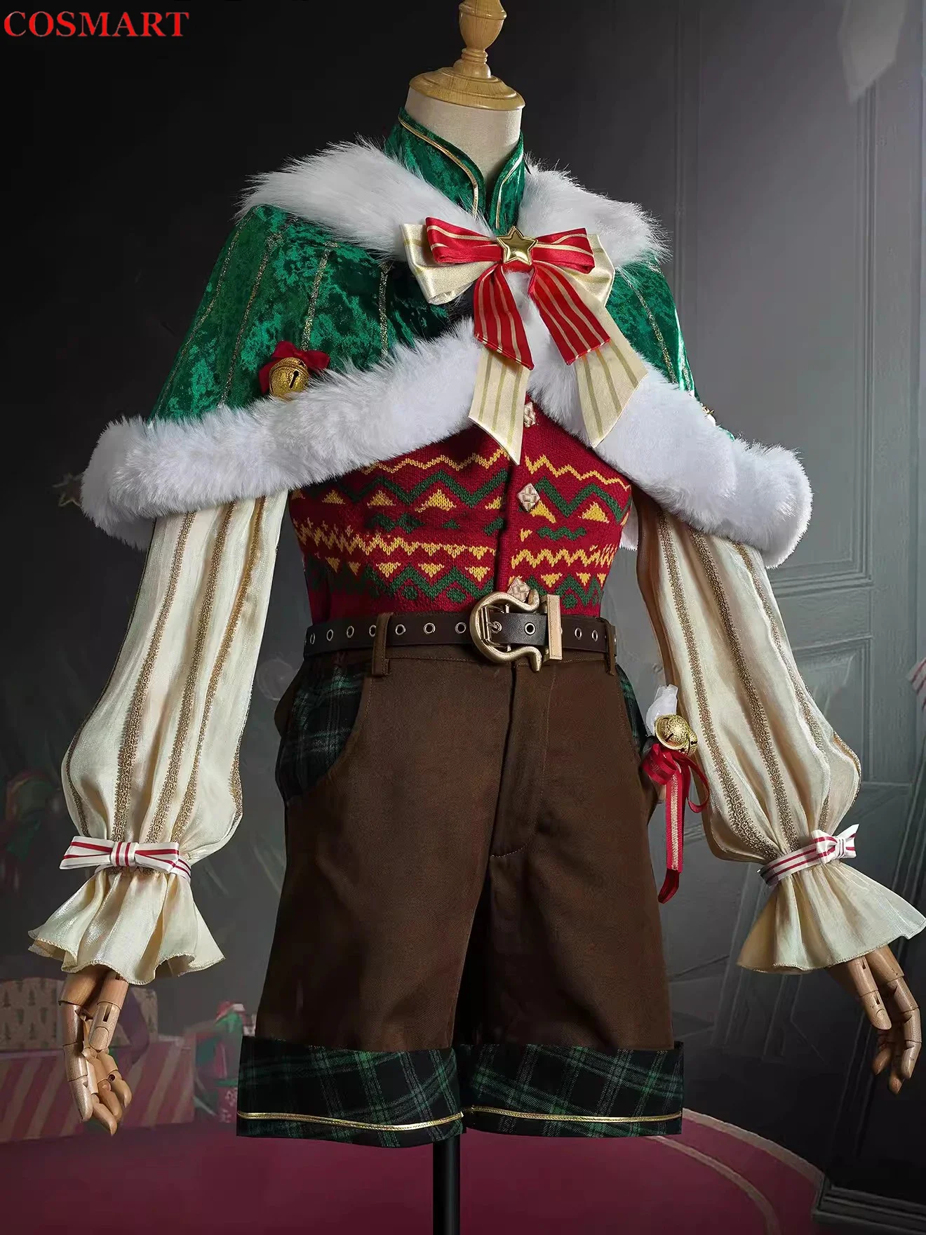 COSMART Identity V Edgar Valden Painter Warm Christmas Eve QiZhen Fashion Game Suit Lovely Uniform Cosplay Costume Party Outfit