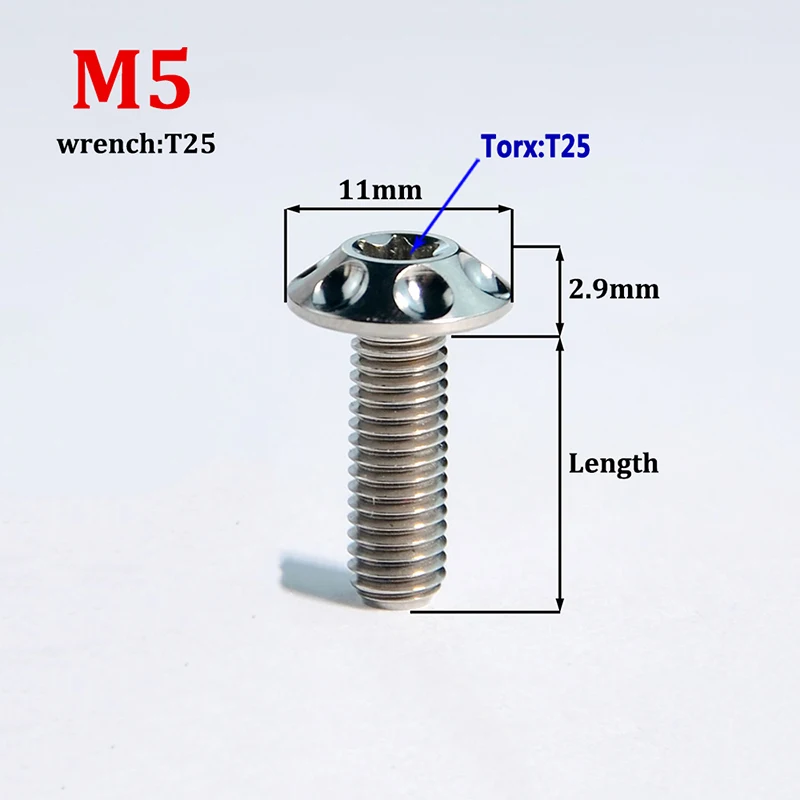 1Pcs Titanium Ti Bolts M5 M6 M8 x 12 15 20mm Half Round Head Water Bottle Cage Holder Torx Screw Blue Silver Gold