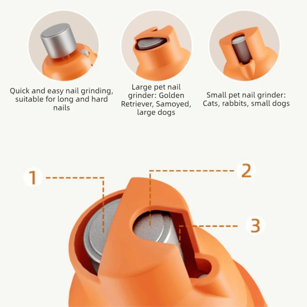 Portable Electric Pet Nail File Two Speed Settings Carrot Shape Dog Paw Trimmer Quiet Operation Pet Nail Grinder For Dogs Cats