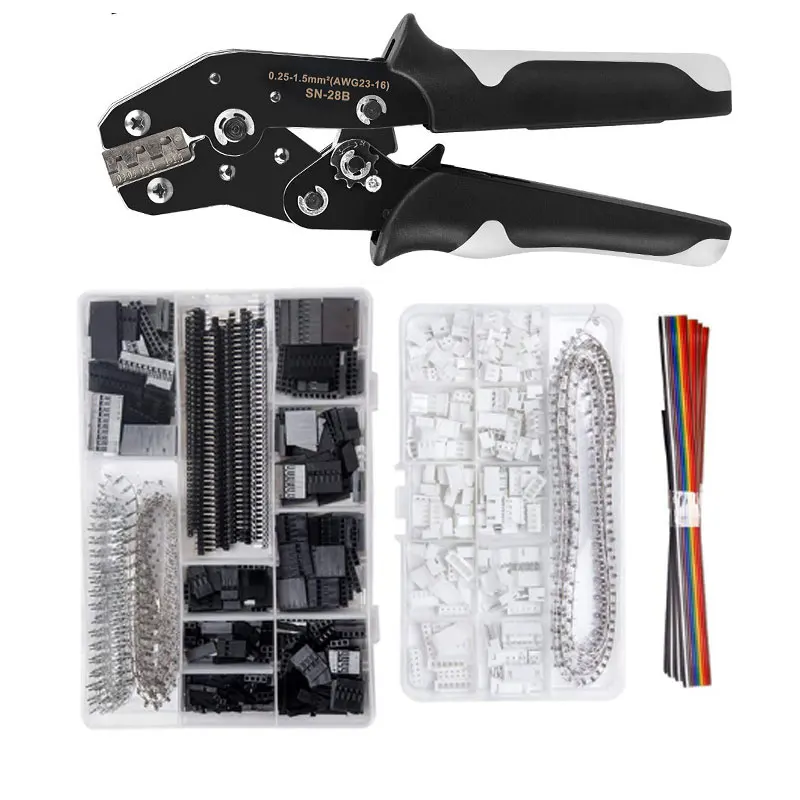 SN-28B+1550Pcs dupont crimping tool pliers terminal ferrule crimper wire hand tool set terminals clamp kit tool