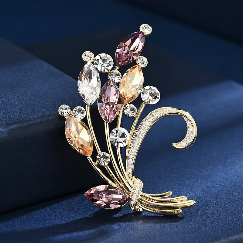 

Fashion Bouquets Micro-inlaid Zircon Brooches for Women Cardigan Jacket Pin Creative Corsage Accessories Flower Jewelry