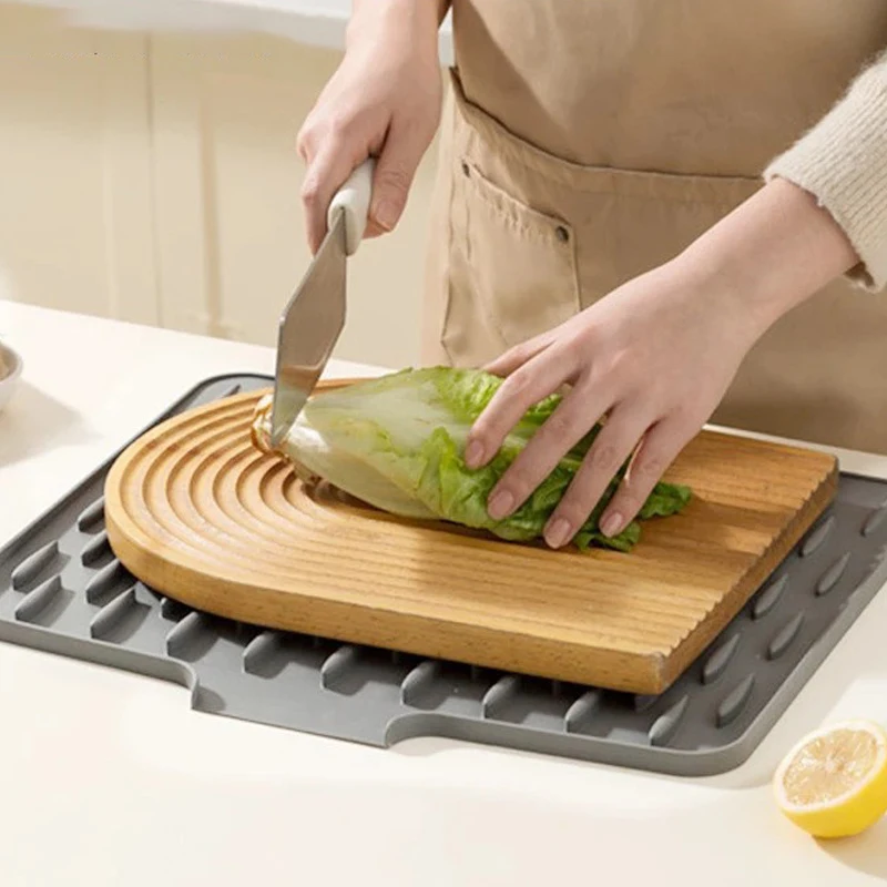 Tapis de vidange en Silicone pour évier, tapis de séchage pour égouttoir les fruits et légumes de cuisine, tapis d'isolation thermique pour comptoir domestique