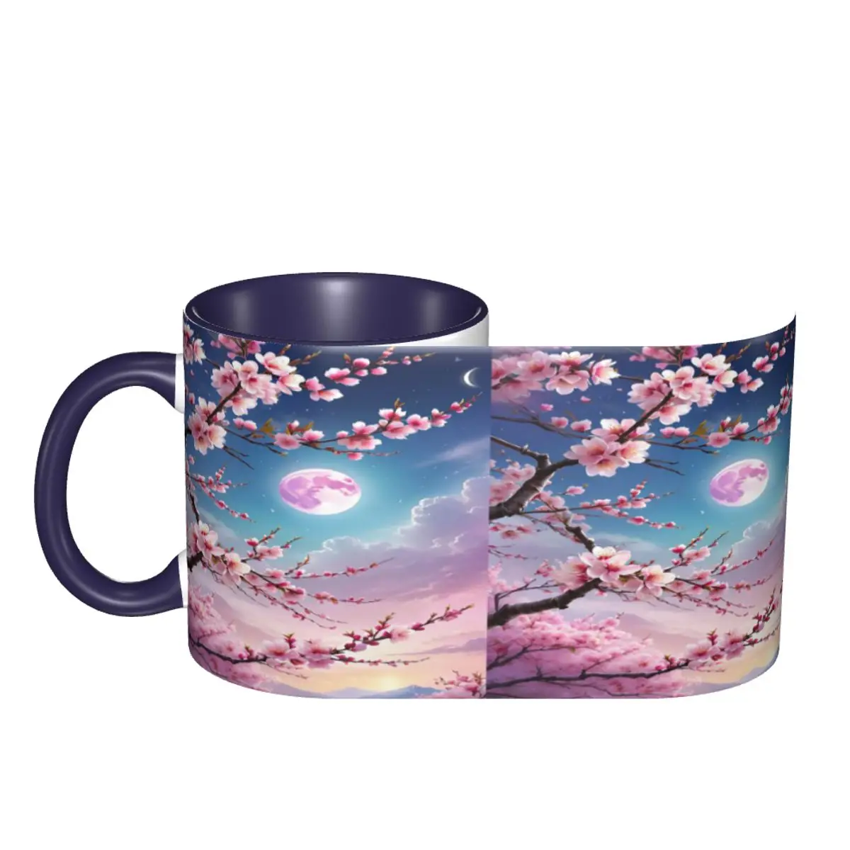 Sakura Cherry Blossom Japanese Flowers Mug Funny Ceramic Coffee Cups Tea Mugs Milk Cup Drinkware Gifts for Woman Man DIY Custom