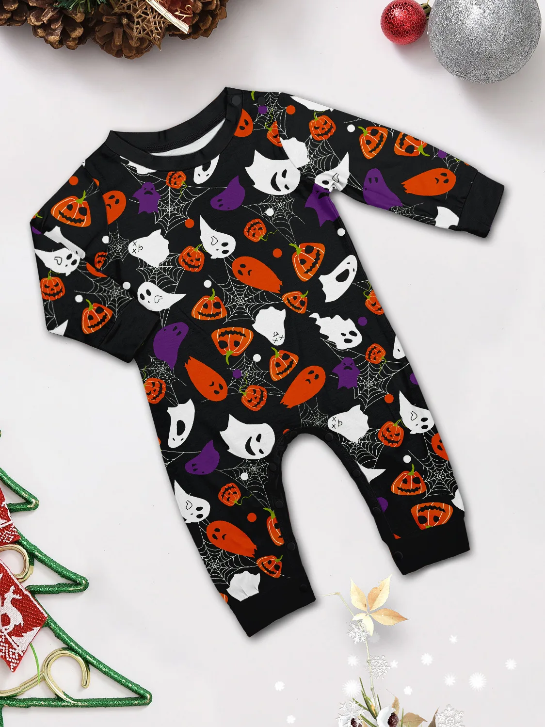 New Family Halloween Matching Outfits Set Pumpkin Demon Print Parent-child Long Sleeve Soft Sleepwear 2 Pcs Family Look Pyjamas