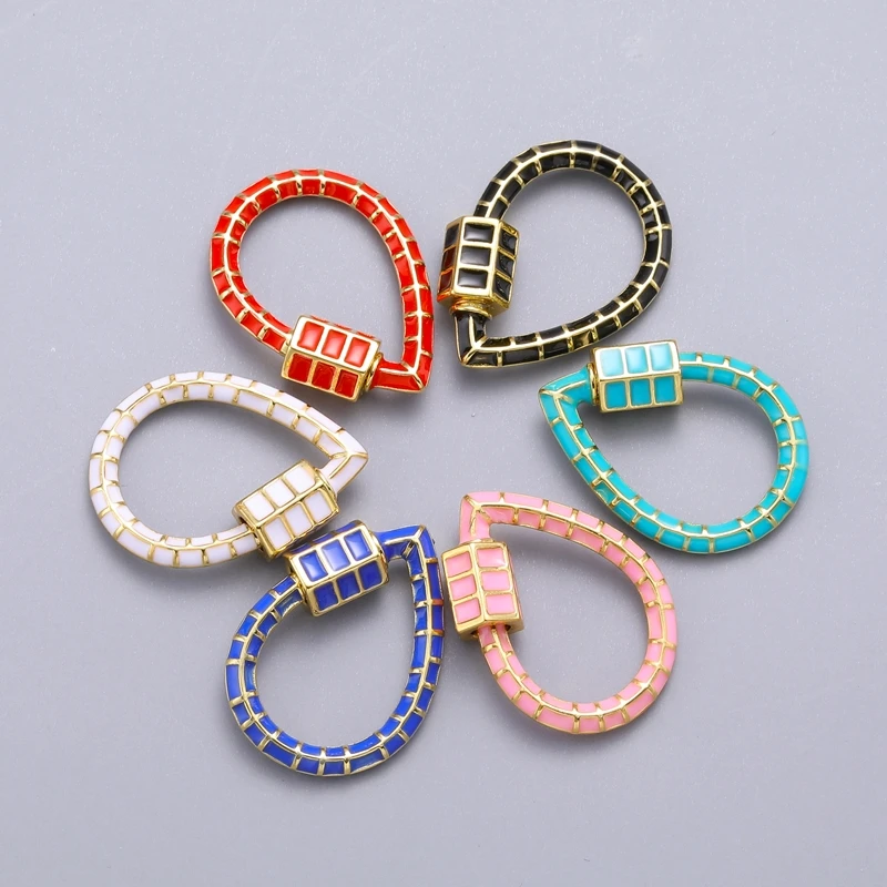 Juya Handmade Decorative Enamel Pendant Fasteners Screw Bolt Locks Carabiner Clasps Accessories For DIY Gothic Jewelry Making