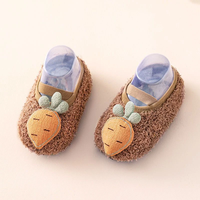 Warm Plush Baby Slippers Autumn Winter Toddler Floor Sock Shoes Boy Girl Children Soft Anti-slip Walking Shoes Indoor Kids Shoes