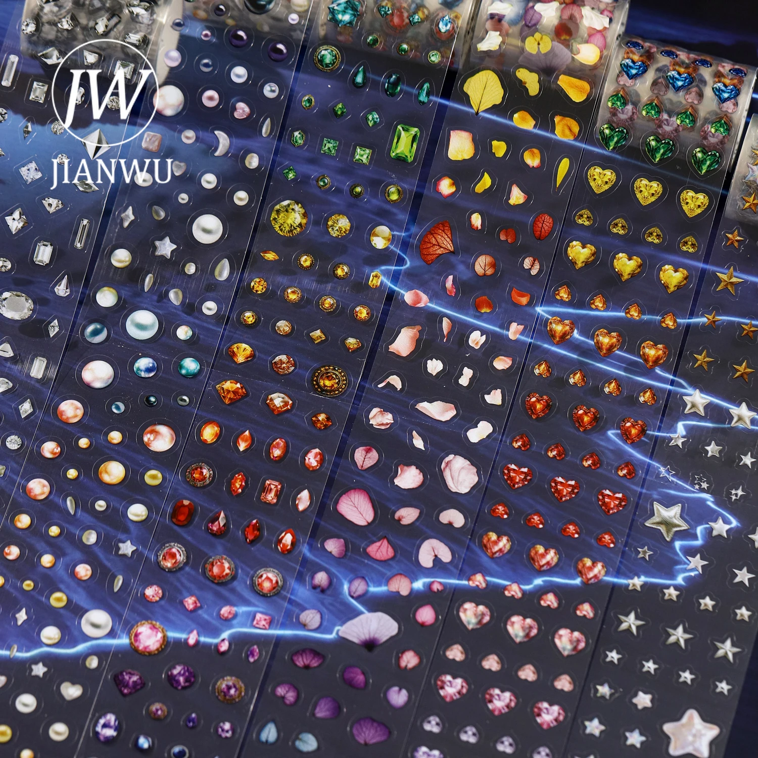 JIANWU Lucky Starry Rain Series Vintage Petal Diamond Star Landscape Material Collage PET Tape Creative DIY Journal Stationery