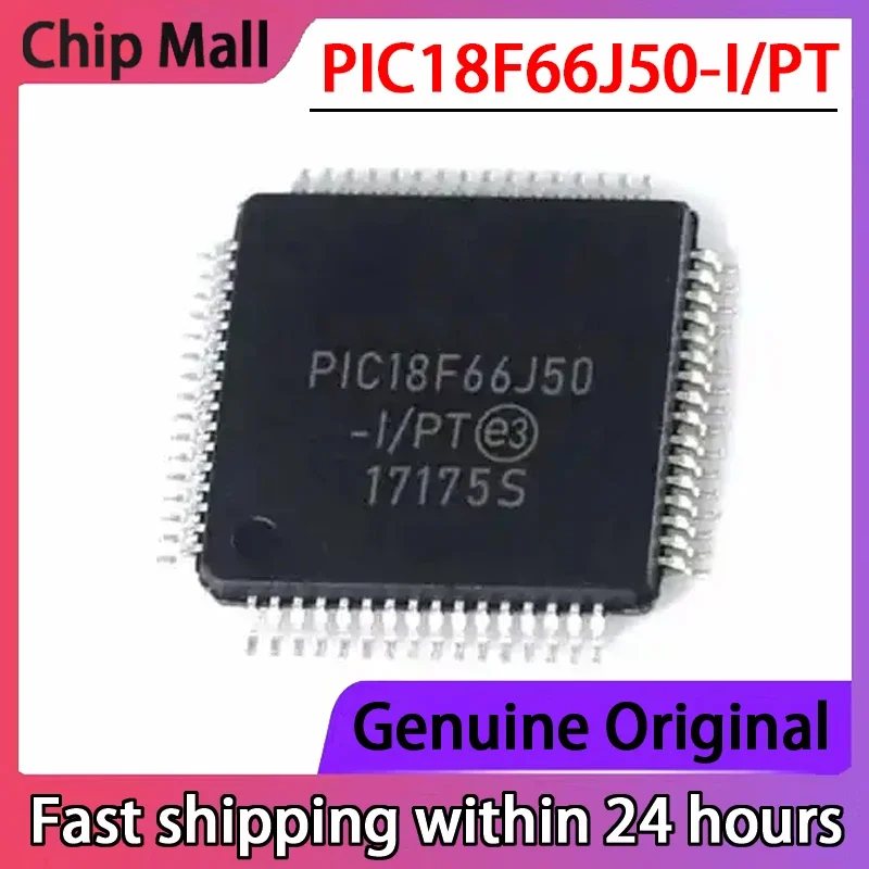 1PCS Original PIC18F66J50-I/PT PIC18F66J50 MCU Chip QFP-64 Packaging