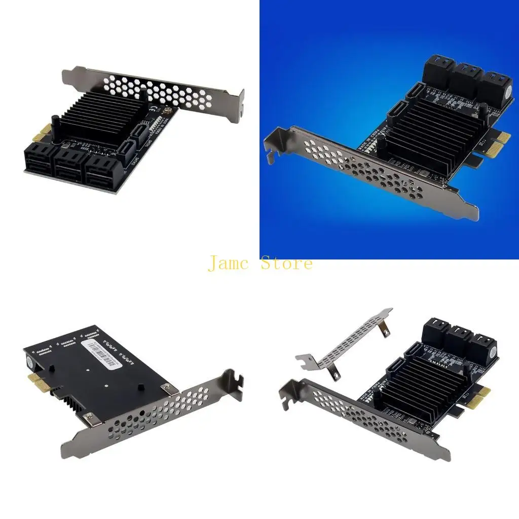 

LX0B PCI for Express to 8 Ports Card 6 G 88SE9215 SATA-3.0 Controller PCIe Server-Class Hard Disk Expansion Card Supports