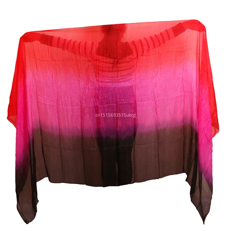 100% الحرير جودة عالية 1 قطعة الحجاب الرقص اليدوية الحرير الطبيعي الرقص الشرقي الحجاب أسود + وردي + أحمر اللون 250*114 سم اكسسوارات الرقص #1