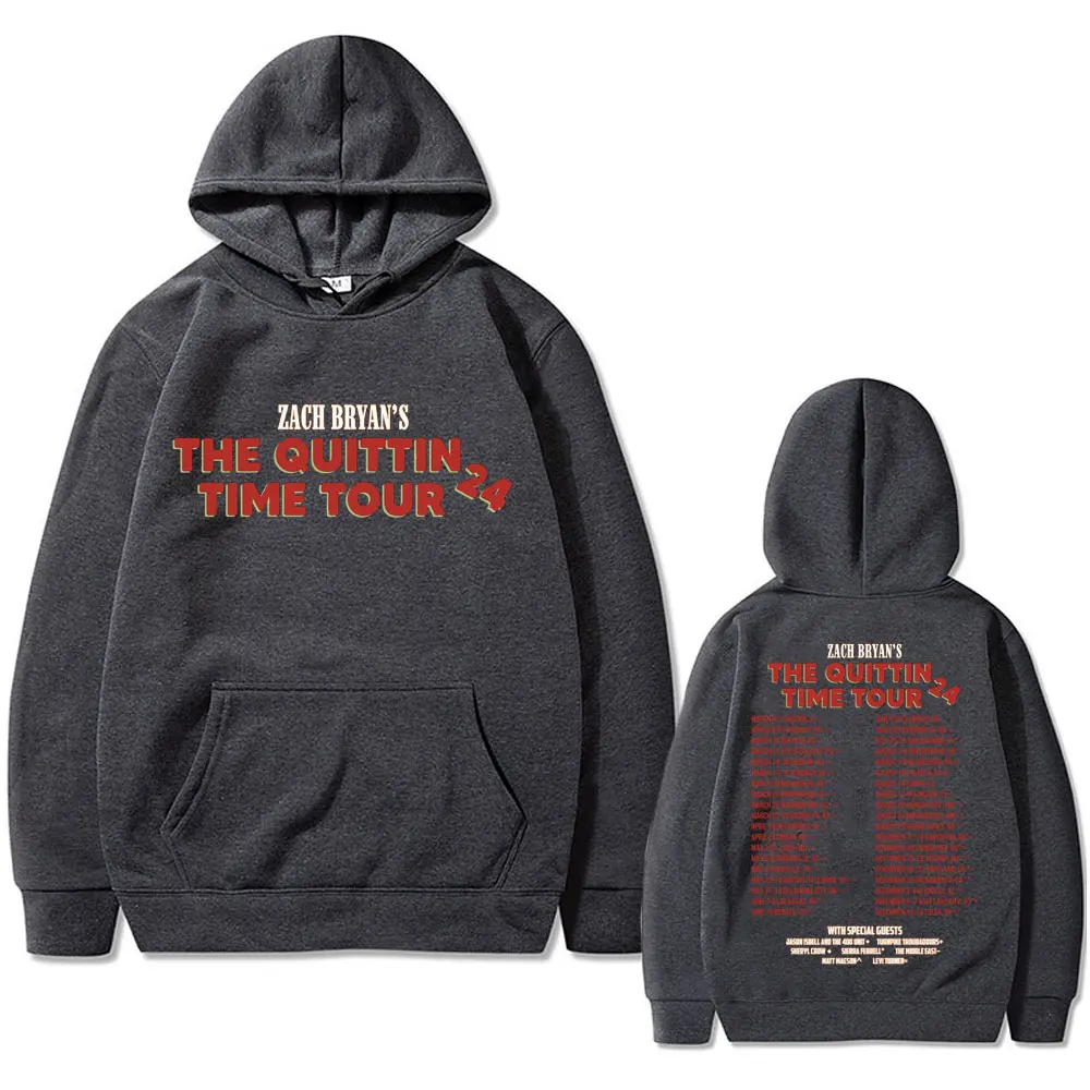 Zach Bryan The Quittin Time Tour Hoodie Men Women Fashion Vintage Oversized Hooded Sweatshirt Male Casual Fleece Cotton Hoodies