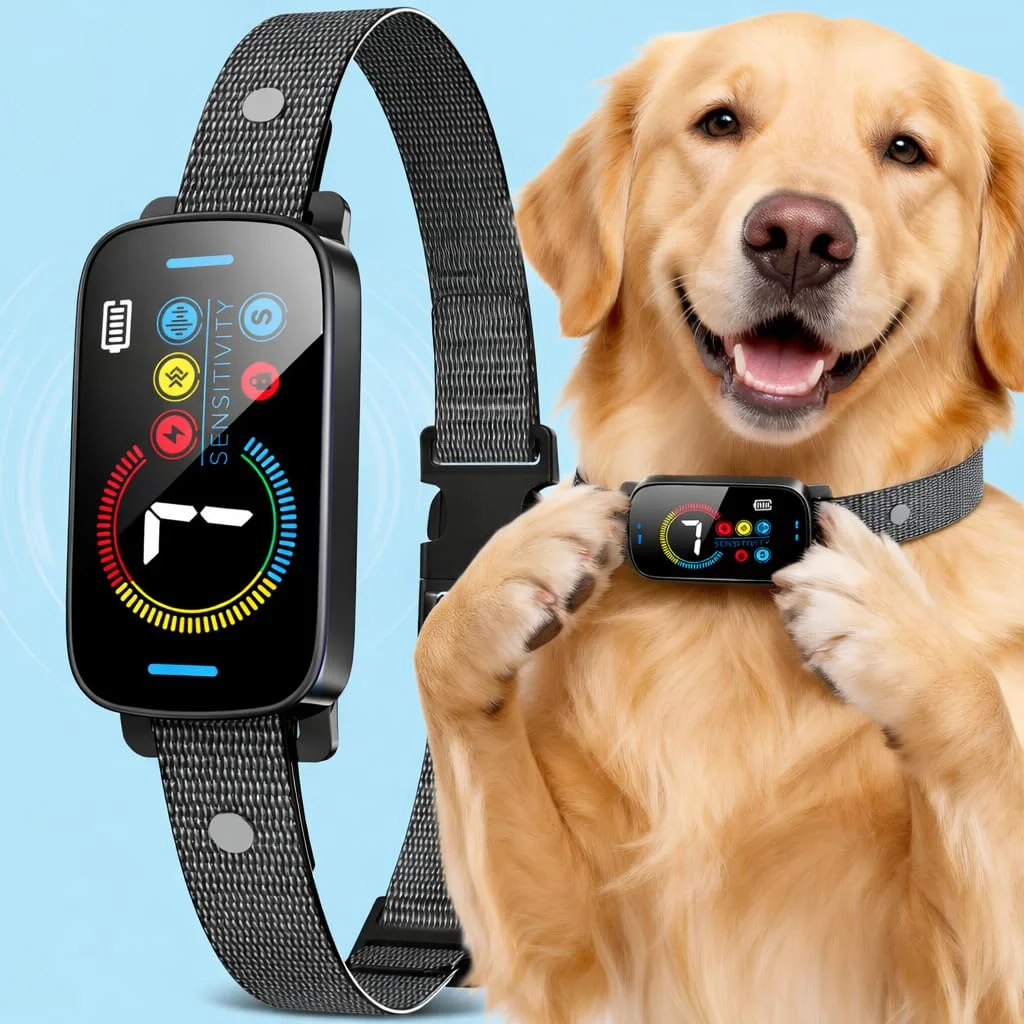 Bark Collar Ultrasonic for Large Medium Small Dogs, Humane No Bark Collar with Beep & Vibration, Smart Barking Collar Eshock