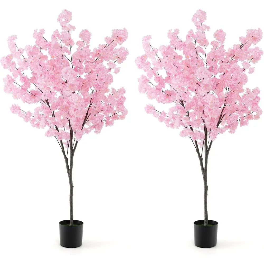 

Double Pack 6.5ft Pink Artificial Cherry Blossom Trees with Cement Pots for Indoor and Outdoor Decor