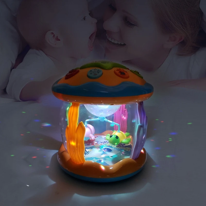 Electronic Handdrum Baby Toy Led Rotating Projector Baby Fine Motor Skill Toy