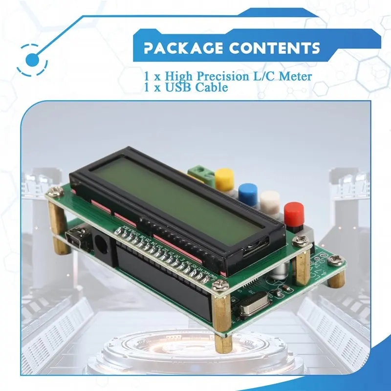 Digital Capacitor Meter Inductance Capacitance L/C Meter LCD Capacitance Meter Tester Mini USB Interface With USB Cable-A74P