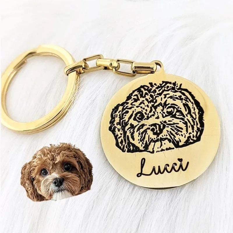 

Personalized Dog Photo Keychain Custom Picture Keyring Dog Portrait Keychain Pet Memorial Gift For Pet Lover Christmas for Gifts