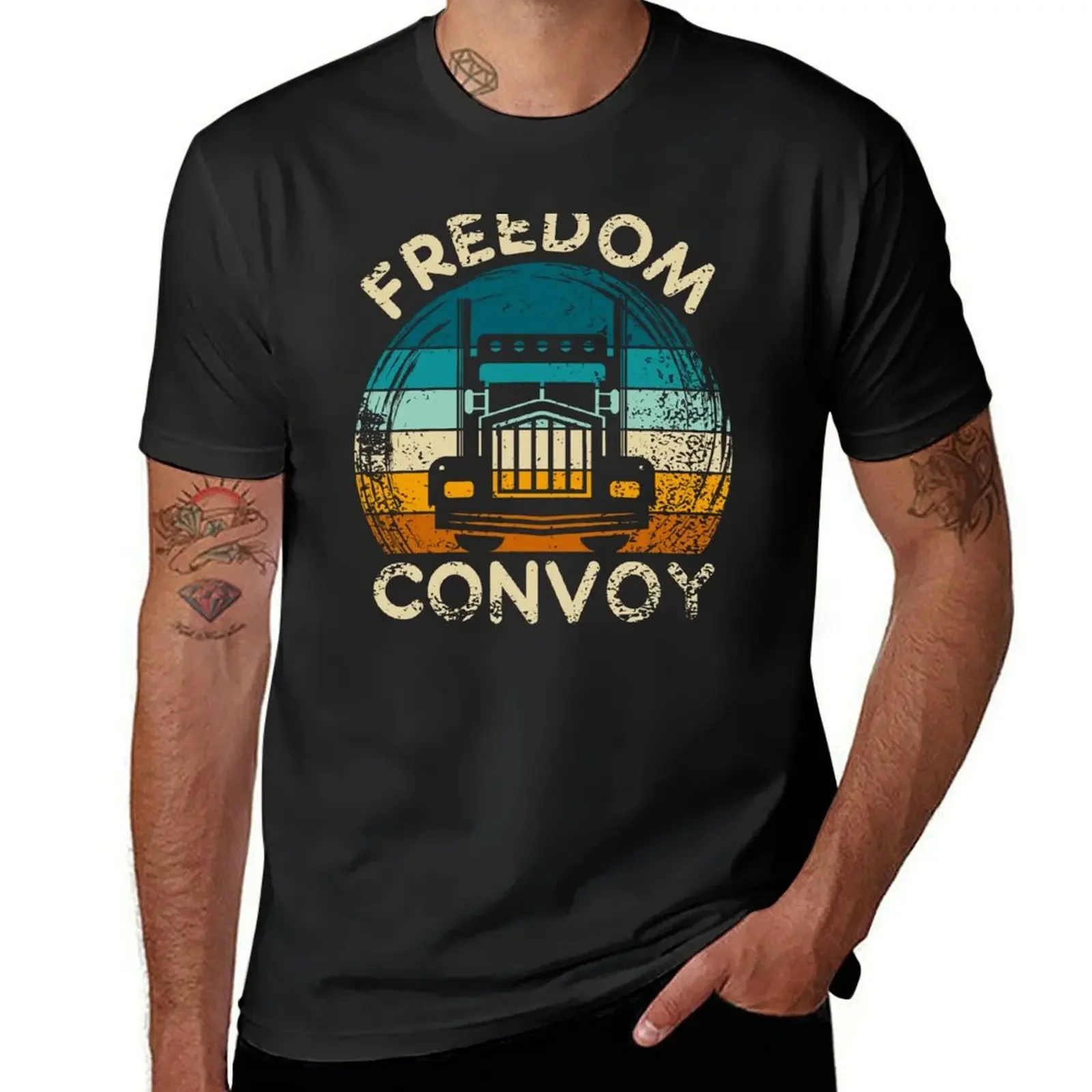 Freedom convoy Canada 2022 T-Shirt heavyweights oversized graphic tee Short sleeve tee man clothes men workout shirt