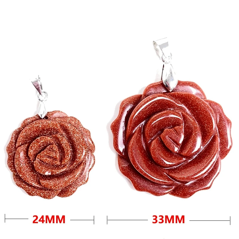New Fashion Crystal Carved Single sided Rose Pendant Tiger Eye Agate Labradorite DIY Men\'s and Women\'s Couple Jewelry Gift