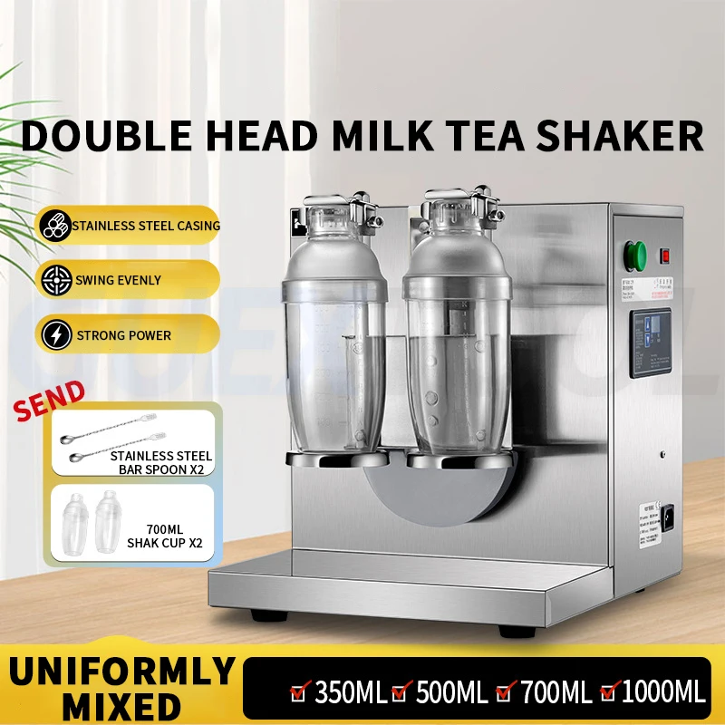 

Milk Tea Shaking Machine Stainless Steel Double Cup Shaking Machine Smart Timer Milk Tea Sand Ice Mixing Machine