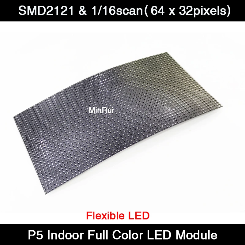 

AiminRui High Resolution P5 Indoor 1/16 Scan 320*160mm 64*32 Pixels 3in1 RGB SMD Full Color LED Display Flexible Panel Module