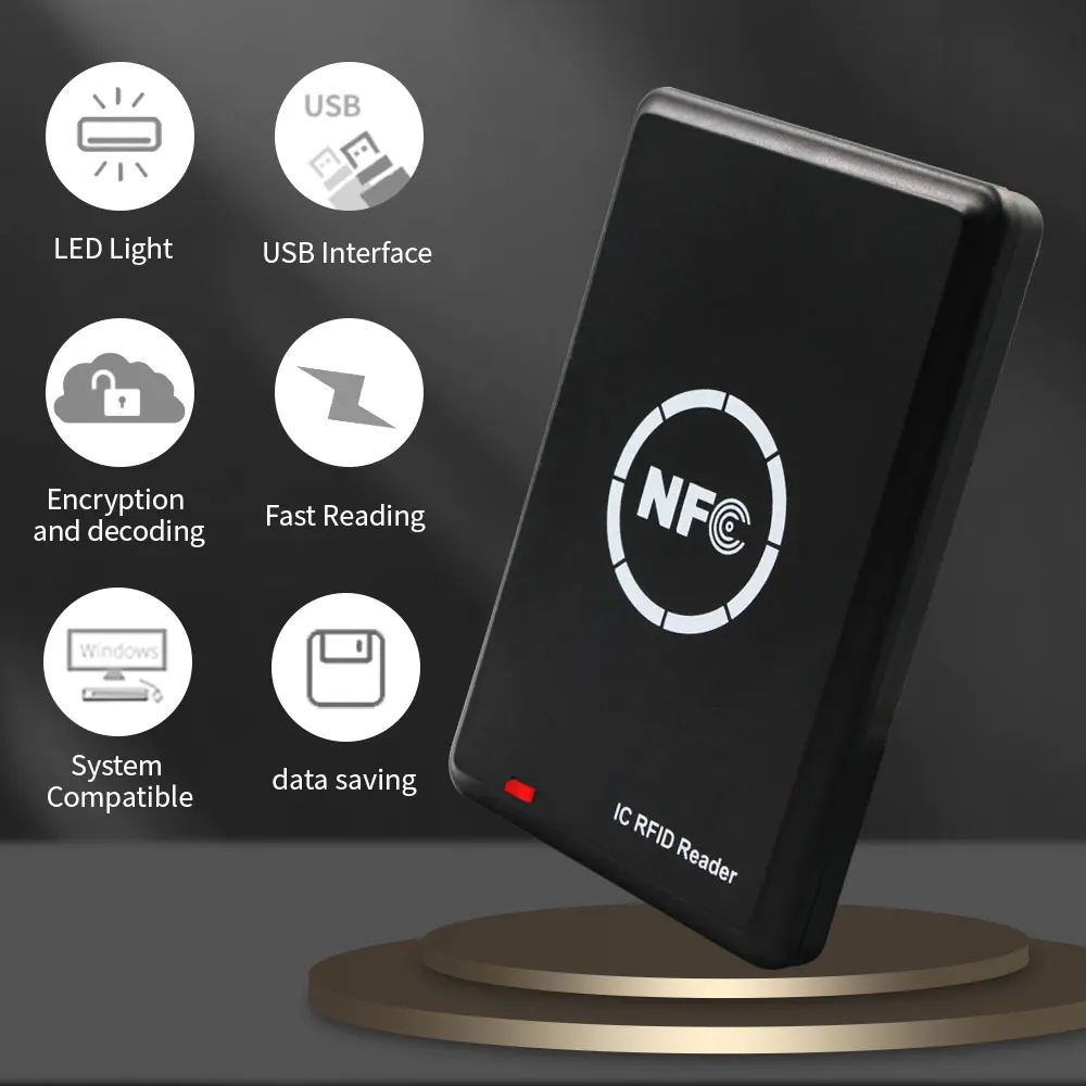 

NFC IC Card Reader Writer Copier Duplicator 13.56MHz M1 S50 RFID Inductive Card USB Reader with Software Integrated Copy Card