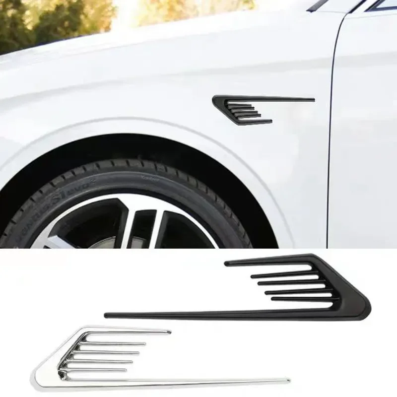for Car Metal Sticker Decorative Fender Side Label Shark Gills Simulate Trend Body Hood Modification Label