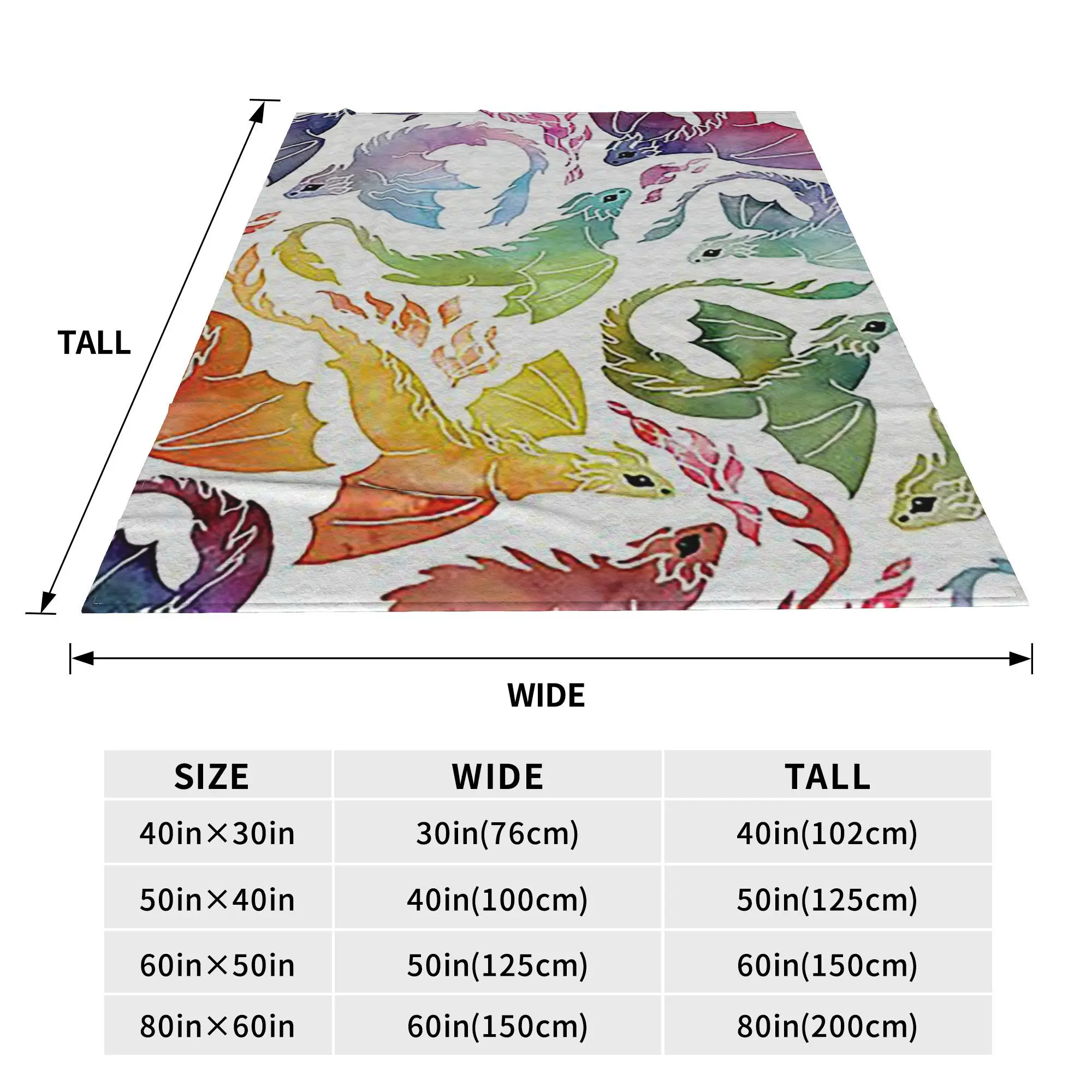 Dragon fire rainbow Blankets Soft Warm Flannel Throw Blanket Bedding for Bed Living room Picnic Travel Home Sofa