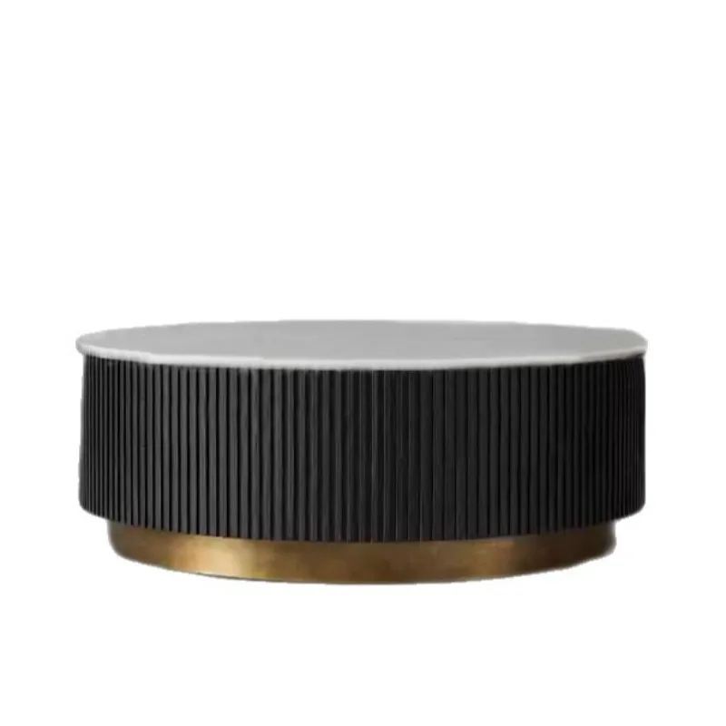 

Marble countertop round coffee table, modern and simple living room just talk about the combination of tea table