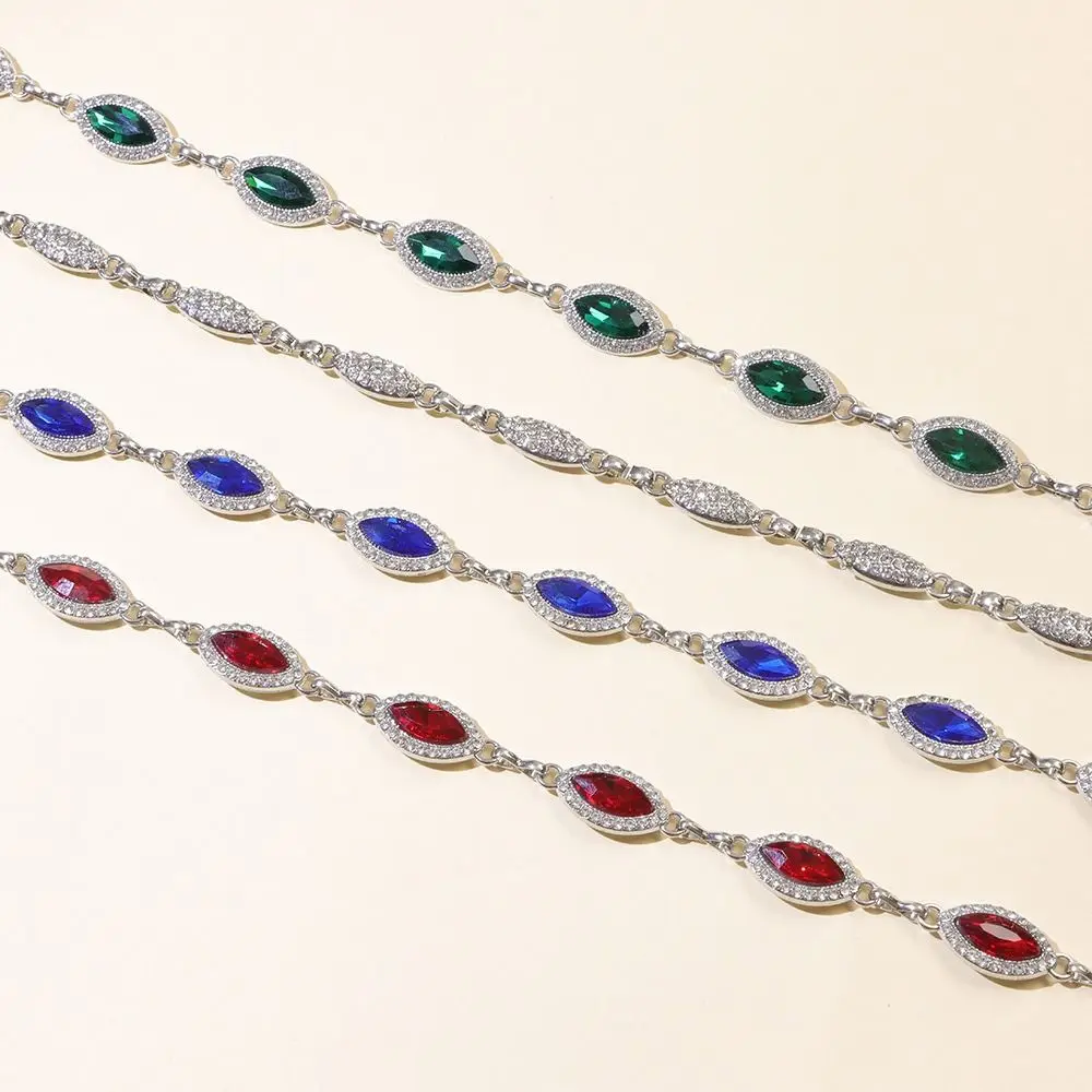 Retro Metal Colorful Crystal Waist Chain Gold Kawaii Rhinestone Belly Belts Silver Alloy Y2K Waistband Women