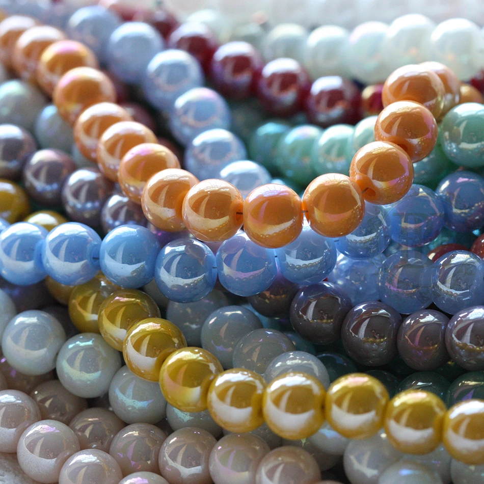 One Strand (50 Pieces Approx) Crystal Glass Smooth Round Beads - 8mm (G475)