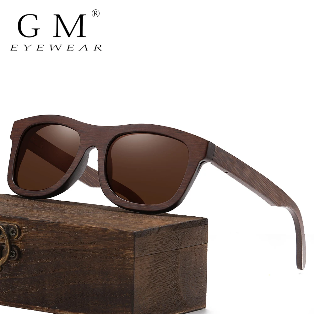 GM Brand Bamboo Sunglasses Polarized handmade natural bamboo wood frame and  custom LOGO degradable Eco-friendly Glasses H1726