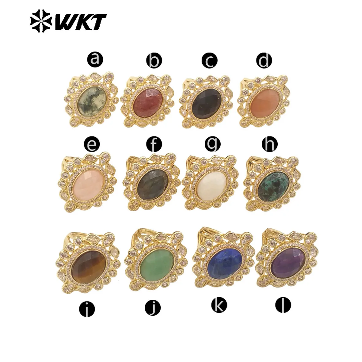 WT-MR028 Super Elegant Court Style Natural Colored Gemstone With Cubic Zircon Ring For Women Daily Dress Accessories