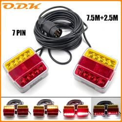 Enquêter arrière de remorquage 12V 24V 10m 18 LED, 7 broches, universel, frein, lampe d'arrêt, planificateur, plaque d'immatriculation, réflecteur, étanche, remorque