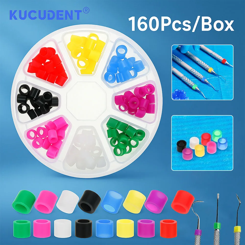 

160 Pcs/Box Dental Color Code Rings Multi-Color Universal Silicone Dentistry Instrument Autoclavable Disinfection Circles
