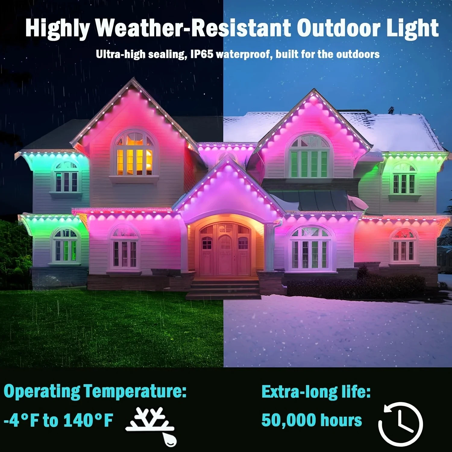 90 LED Outdoor Permanent Eave Light String TUYA 24V RGB IC Waterproof Light Strip DIY Scene Scenery Whole House Party Wreath