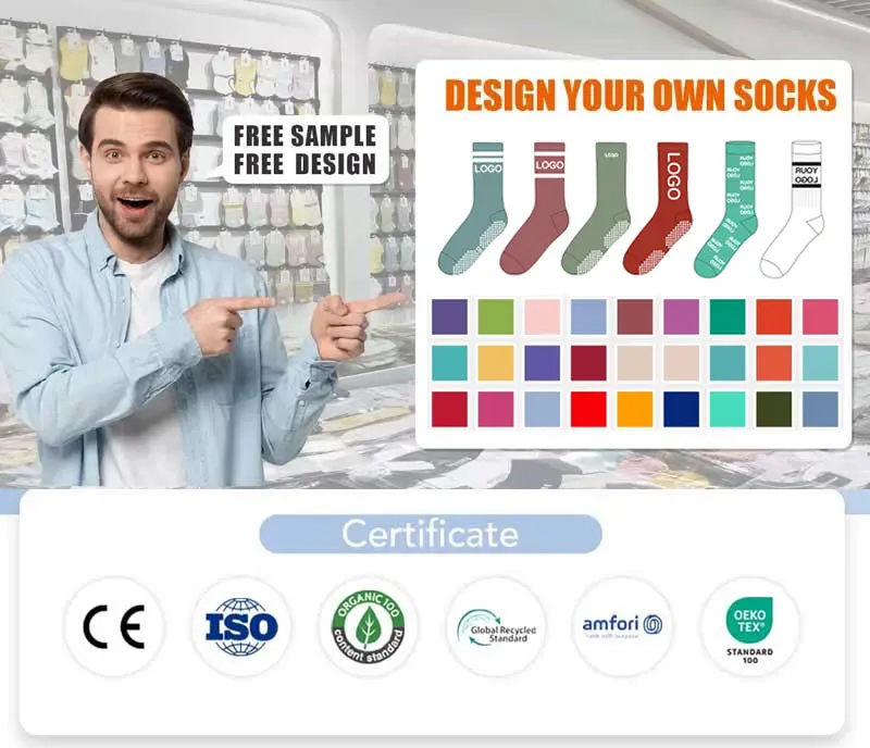 Maßgefertigte Yoga-Knöchelsocken mit Logo, Professionelle Fitness-Grip-Socken, Rutschfeste Sportsocken, Schweißabsorbierende Baumwoll-Pilates-Socken – Detail 1