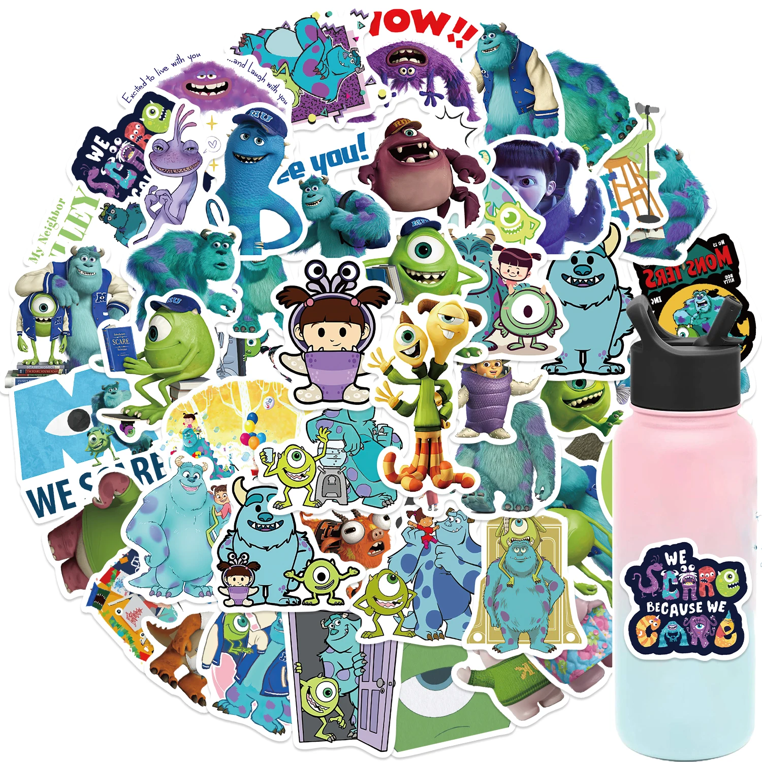 50PCS Disney Monster Inc Stickers Waterproof DIY Notebook Phone Skateboard Laptop Helmet Car Sticker Gifts Cartoon Decals Toys