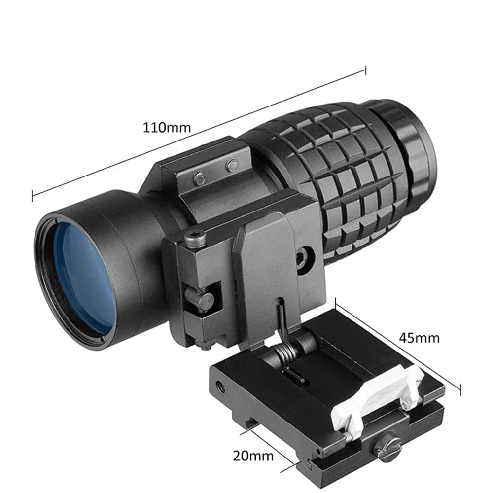 Bestsight 3x 4x 5x Magnifier Scope Red Dot Sight Riflescope Hunting with Flip Up Cover Fit for 20MM Rail Mount Rifles