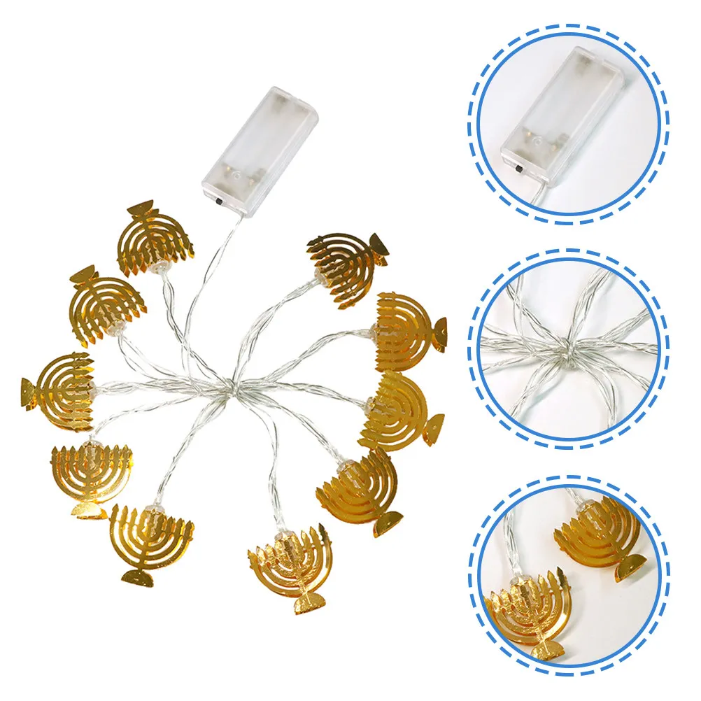 

Hanukkah Decoration Light String 10 LED Powered Flexible Warm White Mini Lights for Hanukkah Tree Topper Jewish Wedding