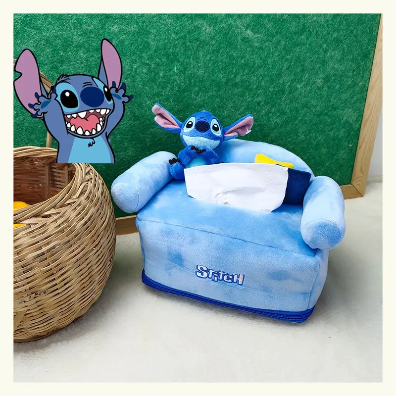 2024 New Disney Lilo & Stitch Stitch Alien Lotso Tissue Box Doll Toys Fashion Cartoon Tissue Storage Dustproof Box Plush Doll