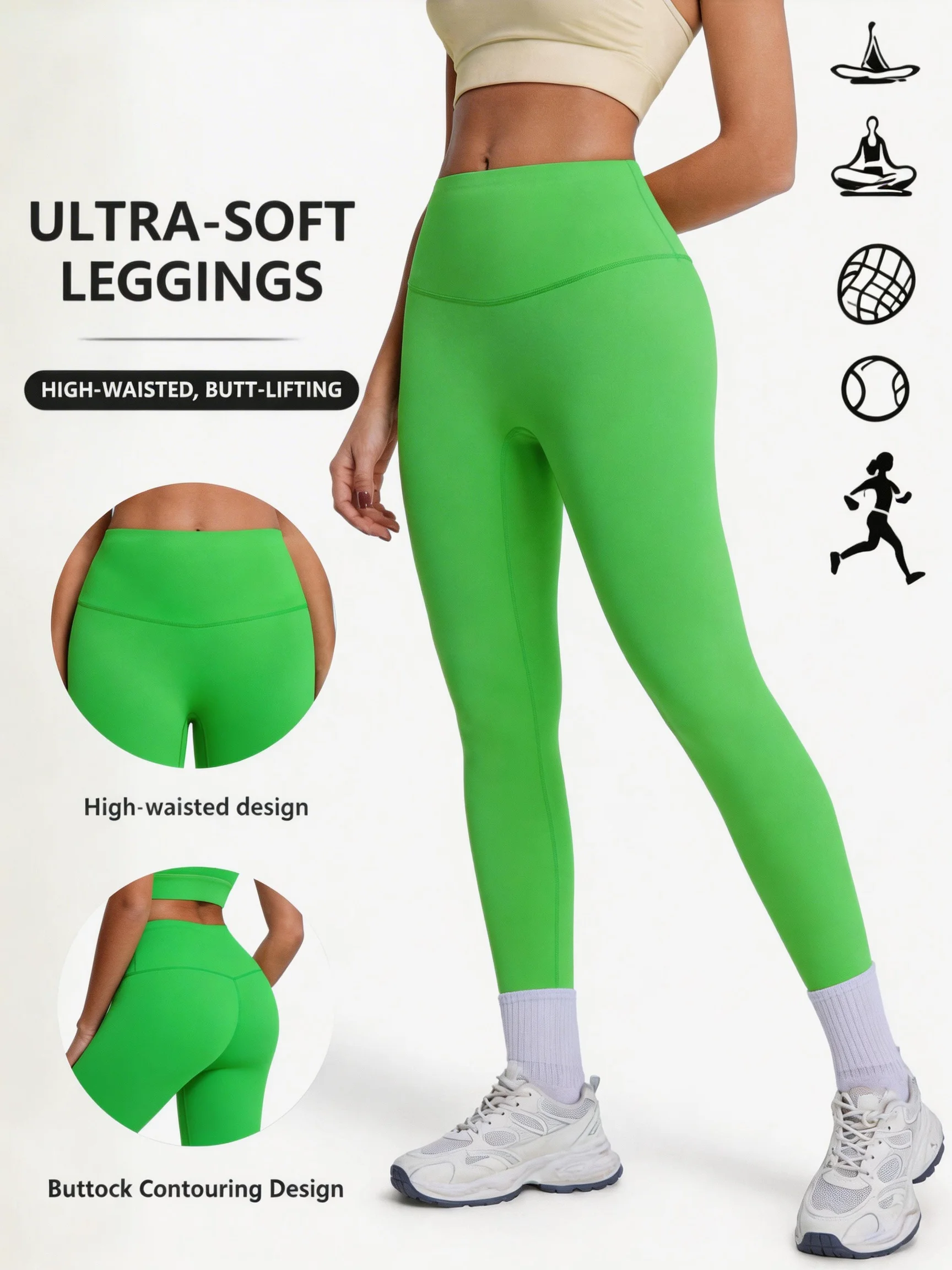 Leggings de Yoga de Cintura Alta para Mujer, Pantalones de Entrenamiento con Sensación Suave como la Mantequilla, Control de Abdomen y Levantamiento de Glúteos, Leggings de Compresión