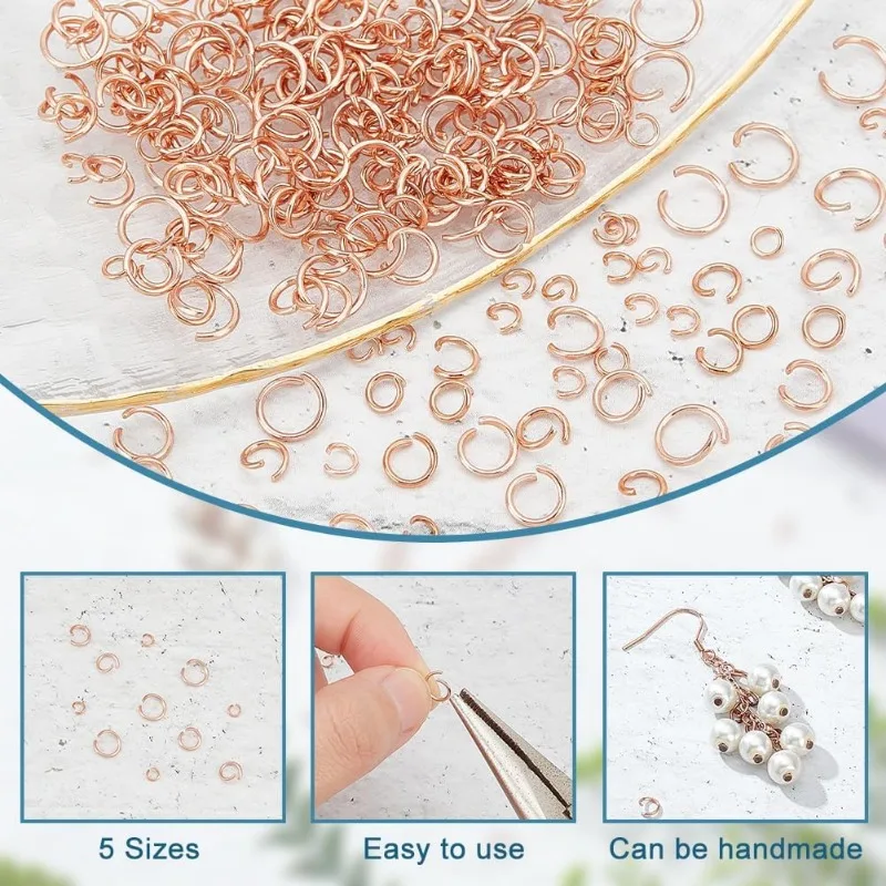 250pcs 3/4/4.5/5/6mm Open Jump Rings Rose Gold Jump Rings Stainless Steel Round O Rings Connectors for Chainmail Jewelry